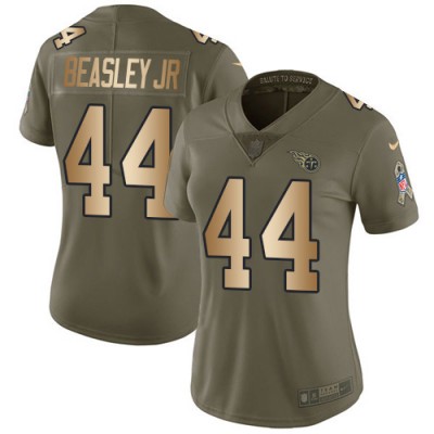 Nike Tennessee Titans #44 Vic Beasley Jr OliveGold Women's Stitched NFL Limited 2017 Salute To Service Jersey